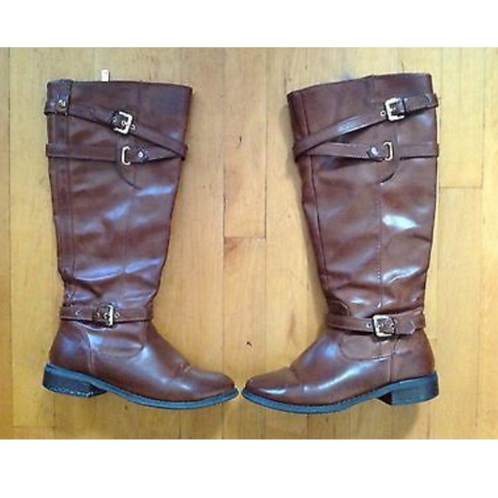 Guess Brown Leather Riding Boots Size 6.5